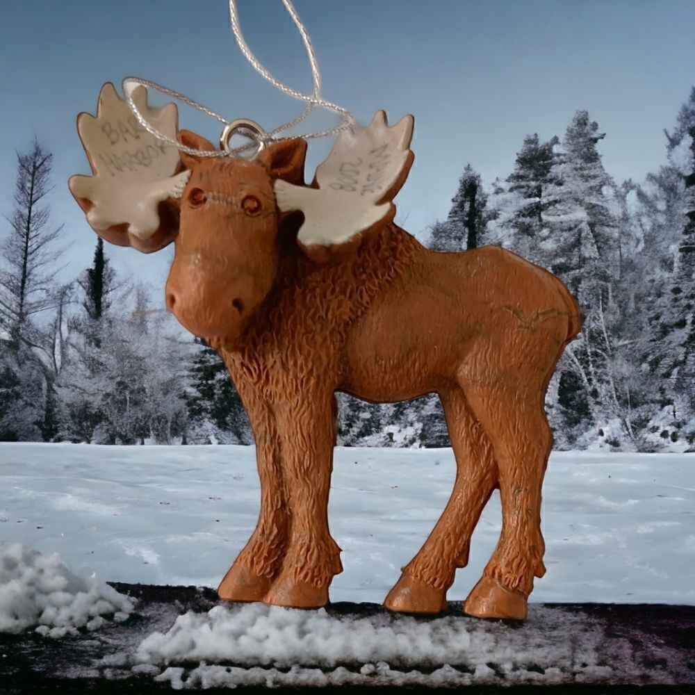 Bar Harbor Maine Moose Souvenir Ornament Rustic Cabin Lodge Tree Decor Christmas